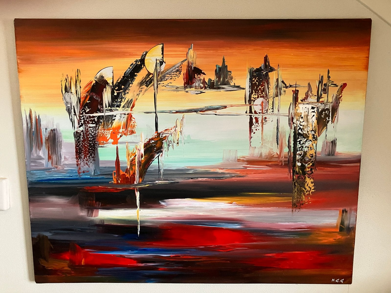 Abstract Schilderij 100x80 cm, Ophalen
