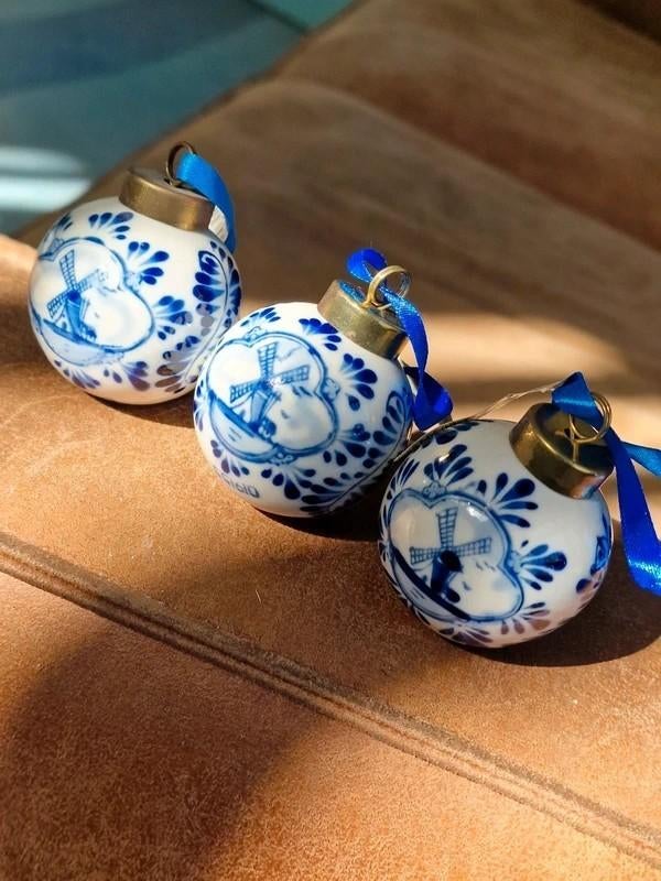 Delfts blauwe kerstballen set 3, Diversen, Kerst, Ophalen of Verzenden