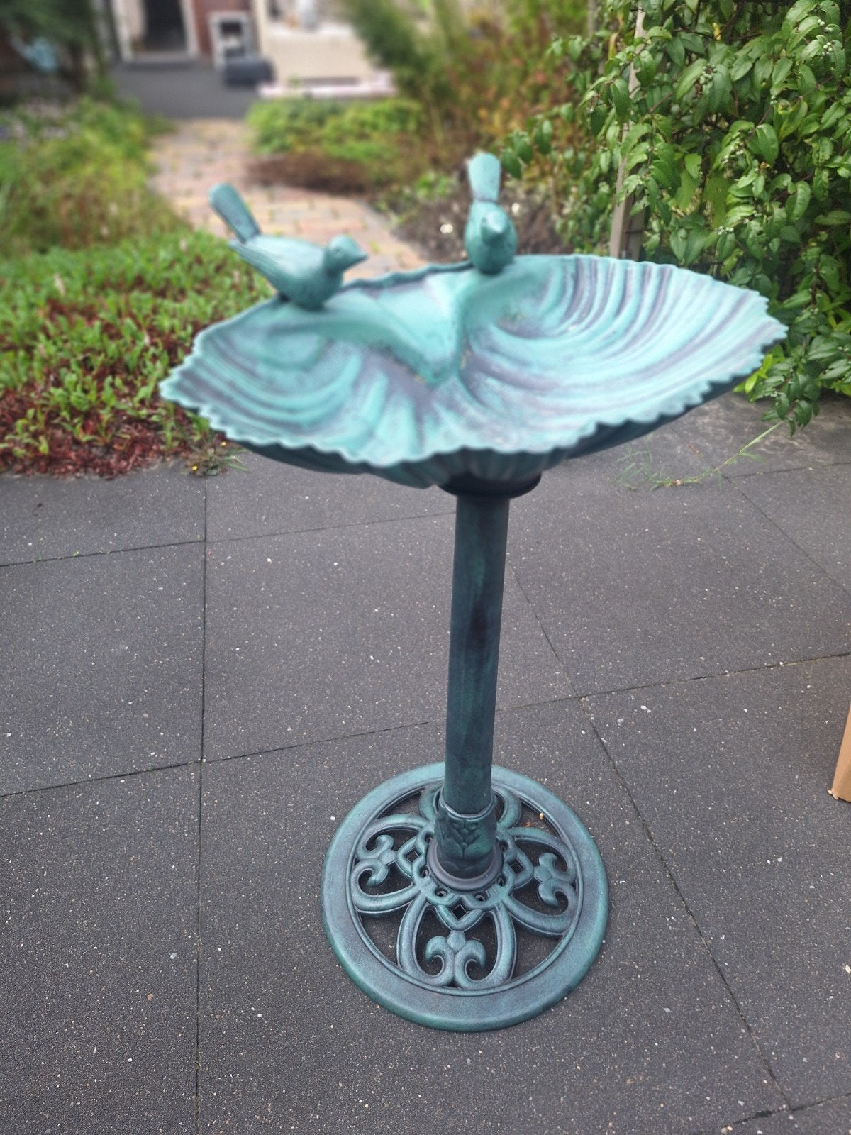 Decoratief Vogelbad met Patina Look en Vogeltjes, Tuin en Terras, Ophalen, Nieuw