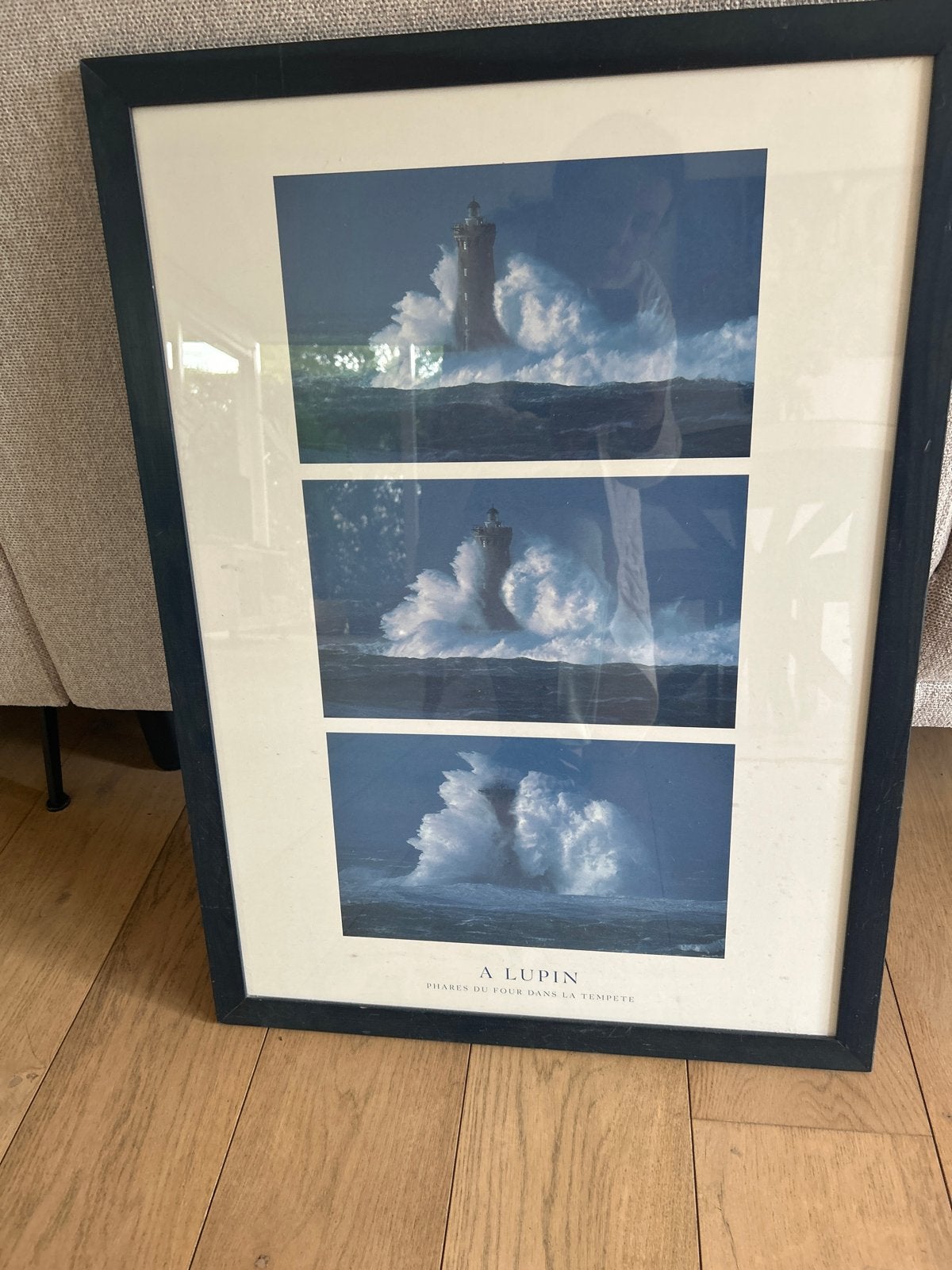 Ingelijste poster 'A Lupin' - vuurtoren in storm, 50 – 75, Minder dan 50 cm, Gebruikt, Ophalen of Verzenden