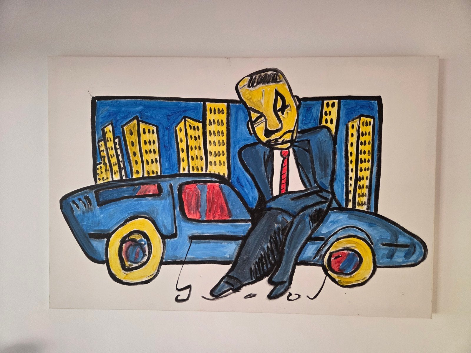 Geschilderde imitatie Herman Brood afm. 80x120, Ophalen, Overig onderwerp, Handgeschilderd, Overige technieken