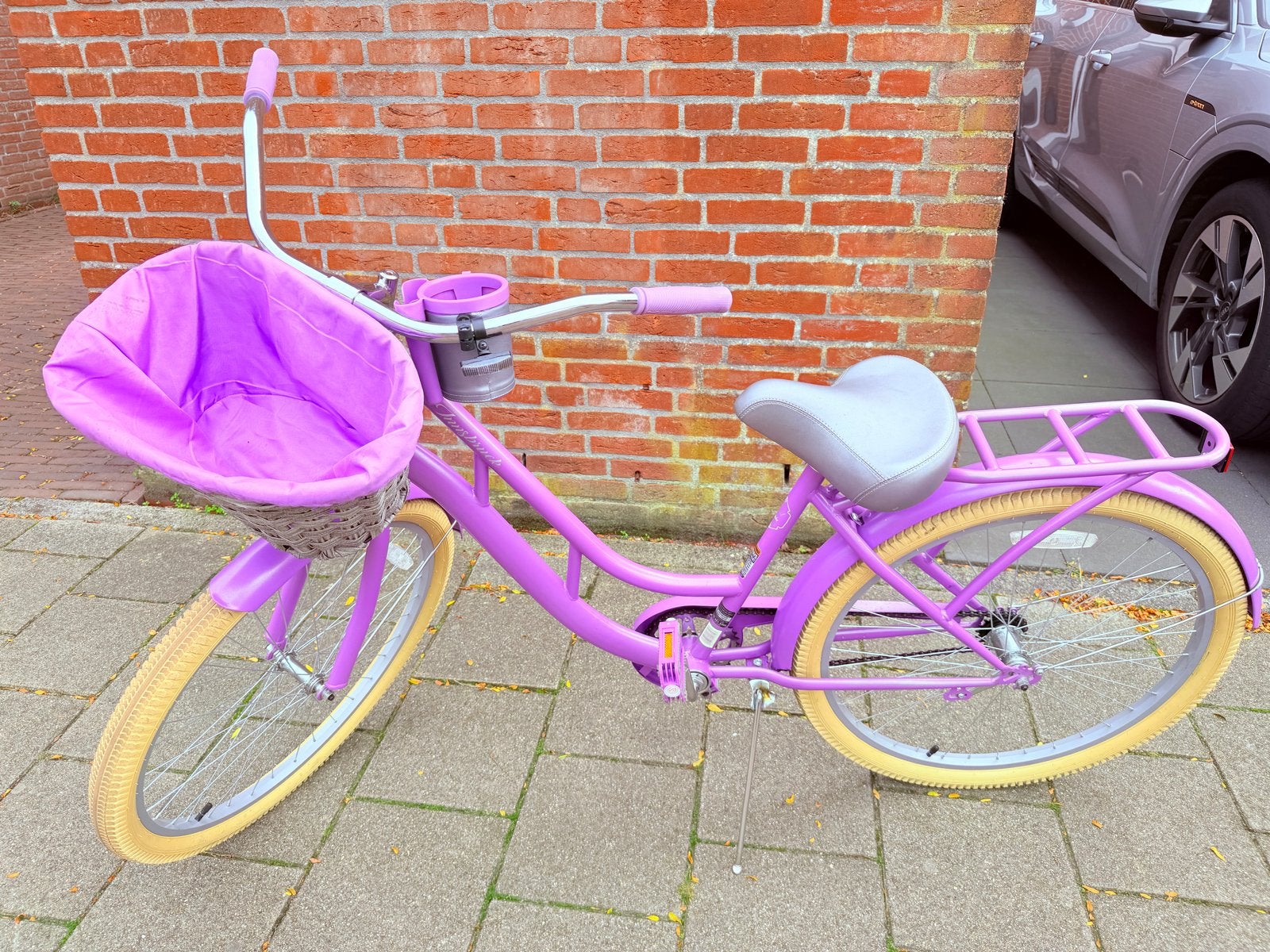 Kent paarse kinderfiets met mandje - 26 inch, Ophalen, Gebruikt, Terugtraprem, 26 inch of meer