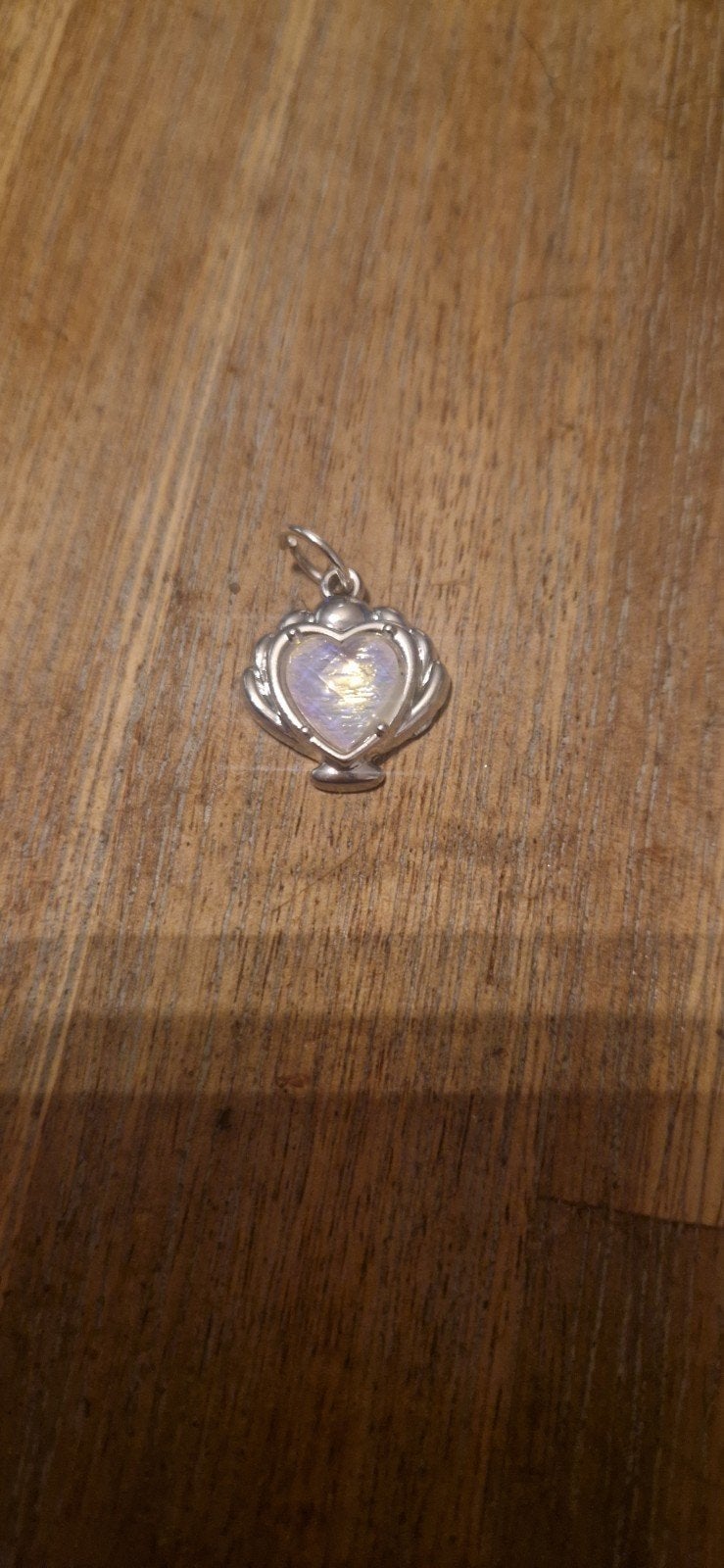 Zilveren hanger met hartvormige opaal, Met hanger, Ophalen of Verzenden, Zo goed als nieuw, Zilver