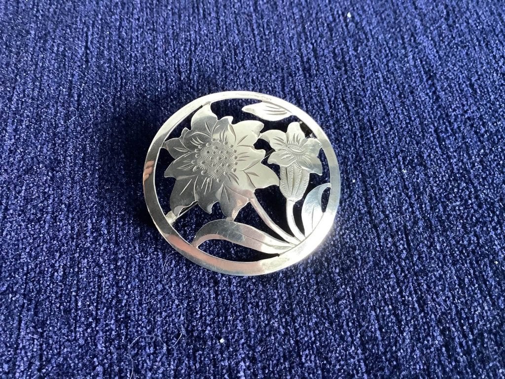 Vintage zilveren TEKA broche, 4 tot 7 cm, Ophalen of Verzenden, Zo goed als nieuw, Zilver
