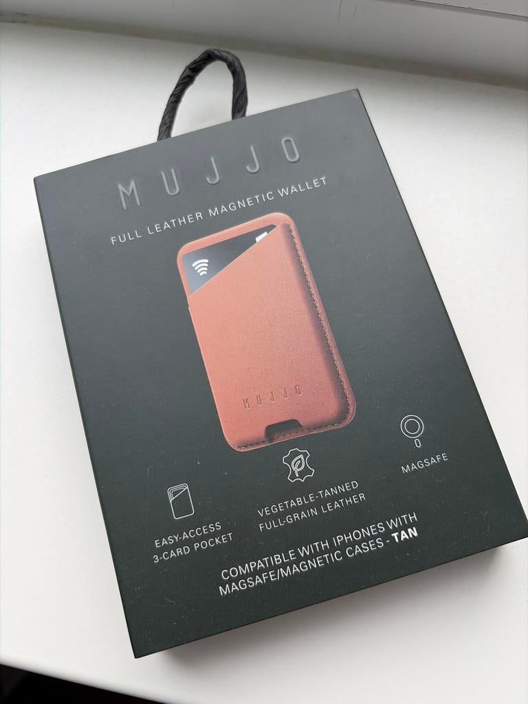 Mujjo Full Leather Magnetic Wallet - Tan (Magsafe), Overige merken, Bruin, Nieuw, Ophalen of Verzenden
