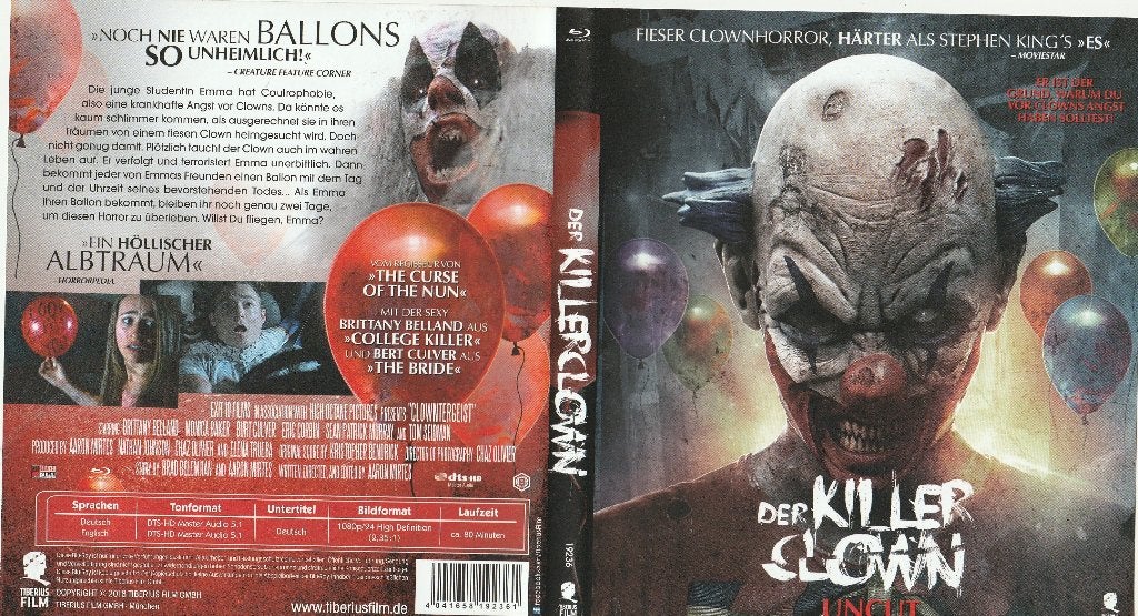 Der killer clown uncut ( engels - duits )blu ray, Ophalen of Verzenden, Zo goed als nieuw, Horror