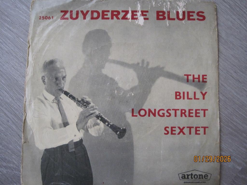 The Billy Longstreet Sextet  -  Zuiderzee blues, Gebruikt, Voor 1960, 7 inch, Single