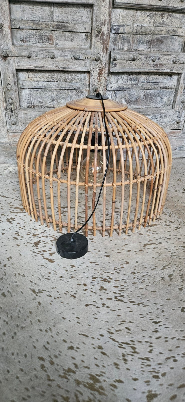 Rotan hanglamp - Bohemian stijl, Huis en Inrichting, Lampen | Hanglampen, Ophalen, Bohemian, Zo goed als nieuw, Minder dan 50 cm