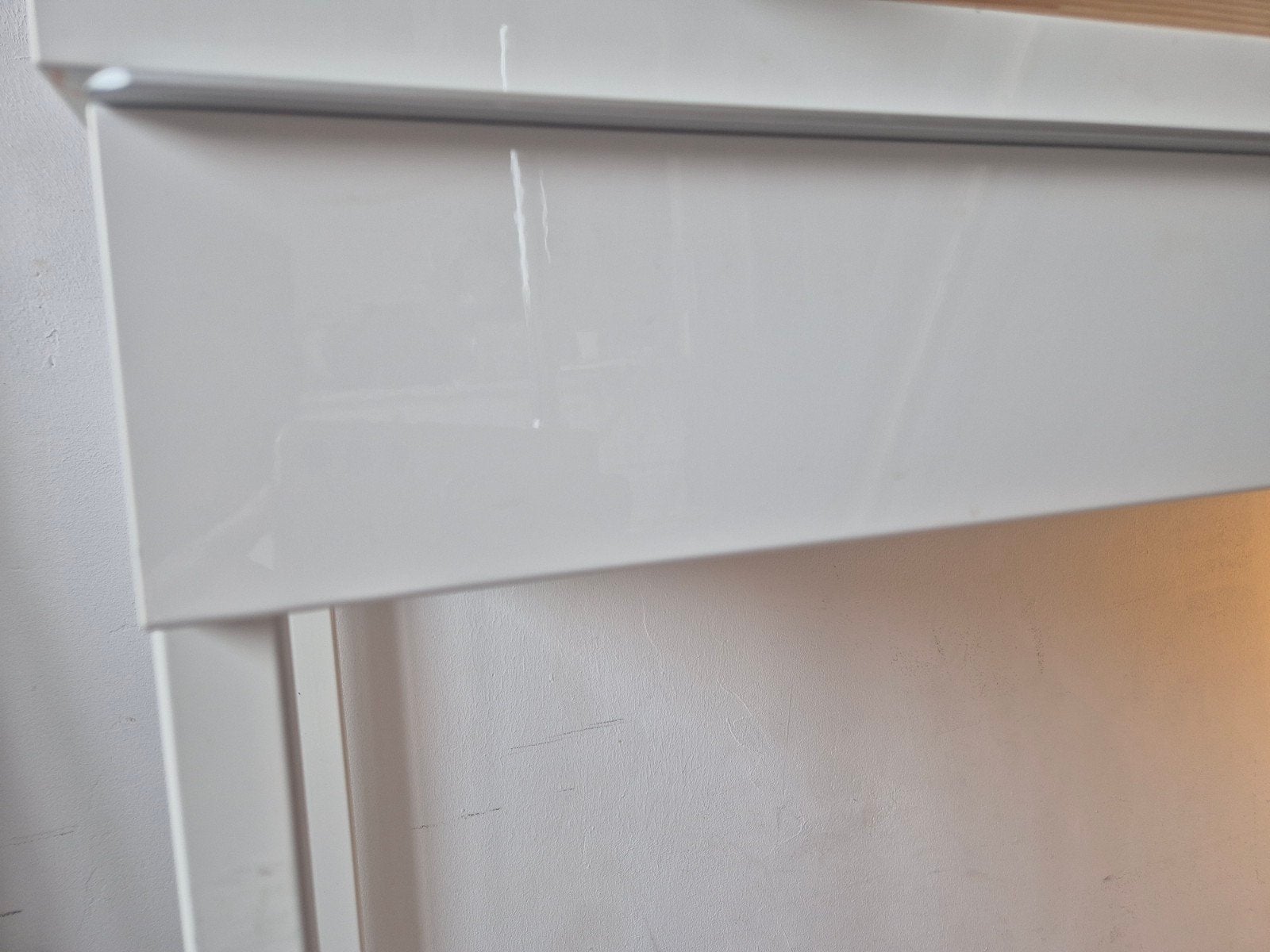 Hoogglans witte kaptafel / sidetable met lades 120 x 40 x 74, Gebruikt, 100 tot 150 cm, Ophalen of Verzenden, Minder dan 100 cm