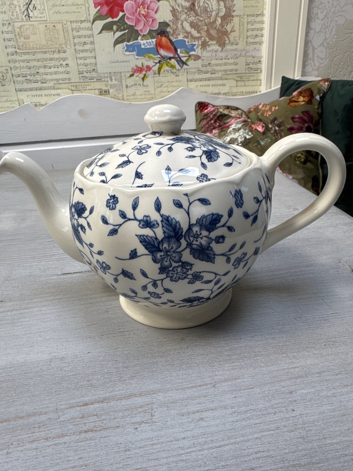 Royal Tudor Bouquet Grindley Blauw Theepot, Ophalen of Verzenden