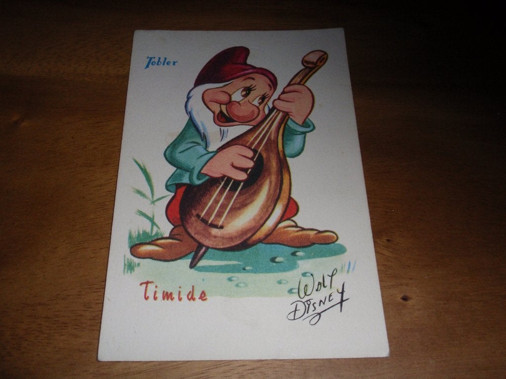 Vintage Walt Disney Timide (Grumpy) Reclame Tobler, Verzamelen, Ansichtkaarten | Themakaarten, Verzenden, 1940 tot 1960, Ongelopen