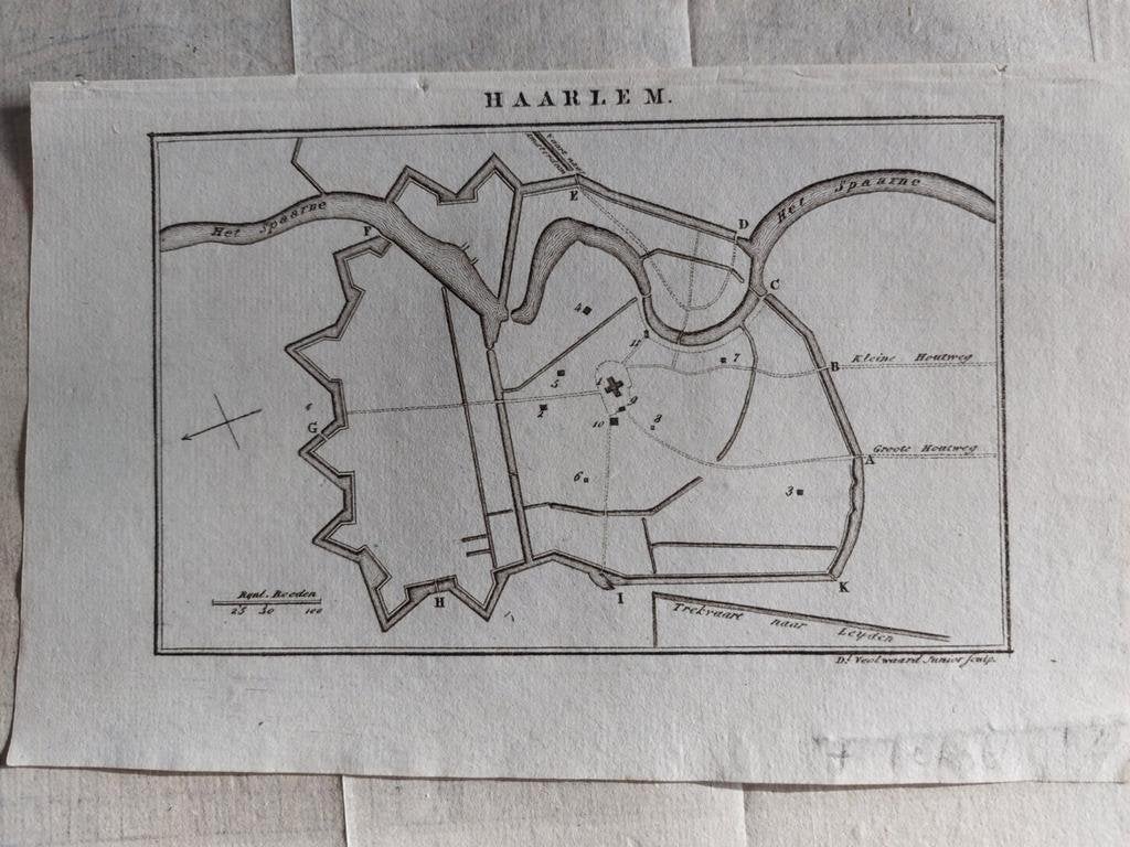 9 / Stadsplattegrond Haarlem Gravure uit 1819, Ophalen of Verzenden