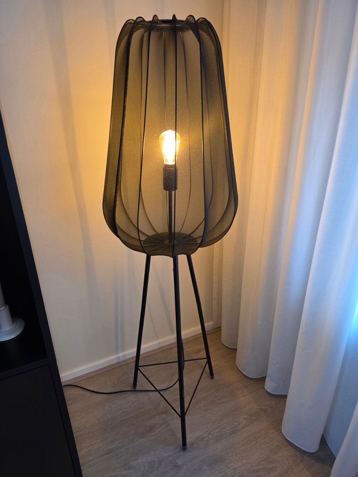 Vloerlamp zwart, Ophalen, Textiel, E27 (groot), Zo goed als nieuw