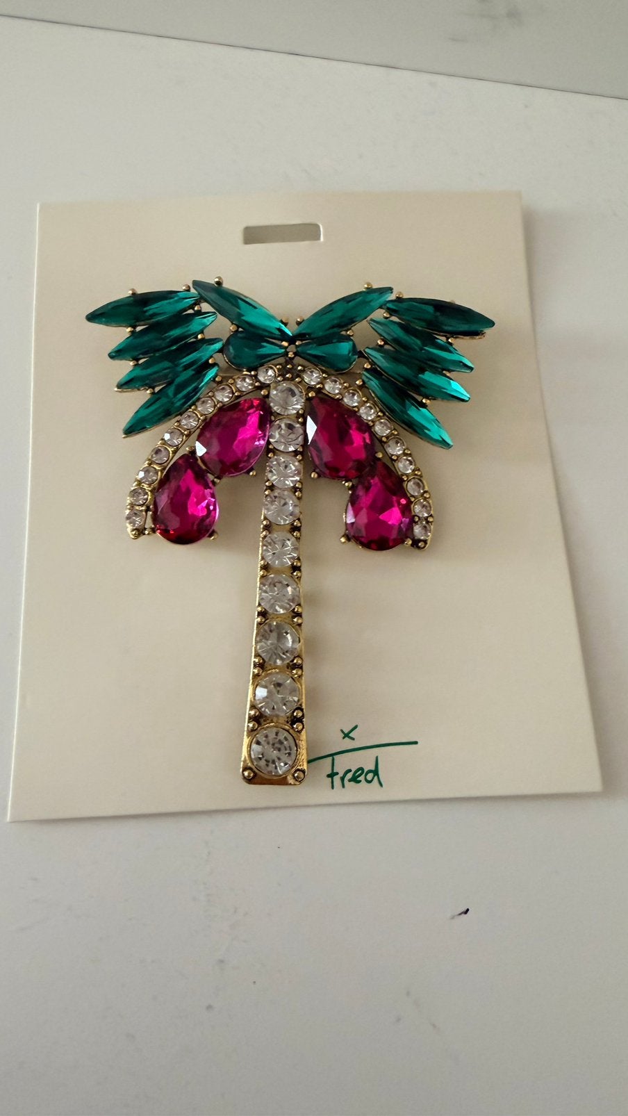 Nieuw: Shoeby palmboom broche van Fred, Overige materialen, 4 tot 7 cm, Overige kleuren, Nieuw