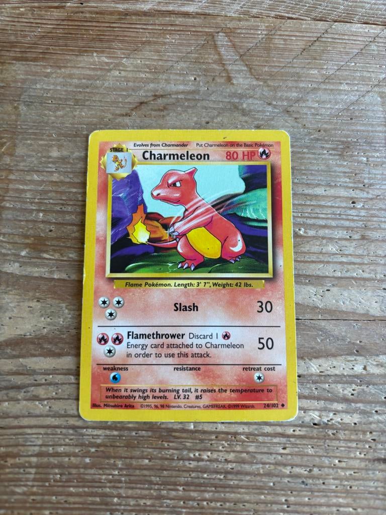 Charmeleon Pokémon Kaart - Base Set (24/102), Ophalen of Verzenden, Gebruikt, Losse kaart
