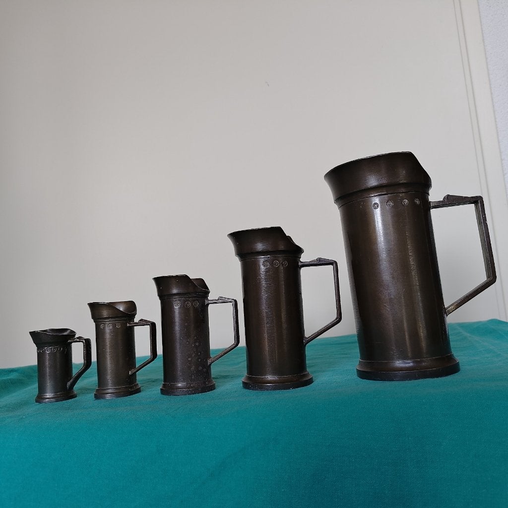 Tinnen maatbekers 5, Antiek en Kunst, Antiek | Tin, Ophalen of Verzenden
