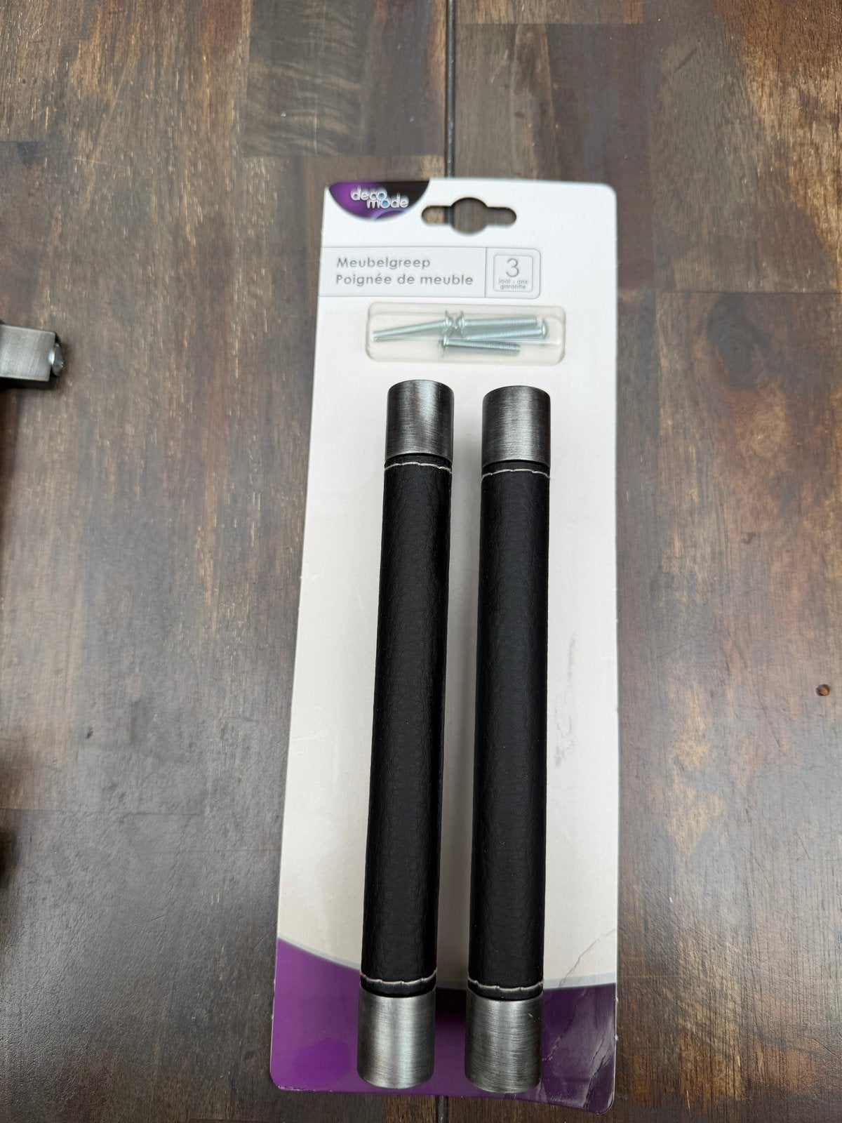 DecoMode Meubelgreep Zwart Leer 140mm - Set van 2, Ophalen, Nieuw