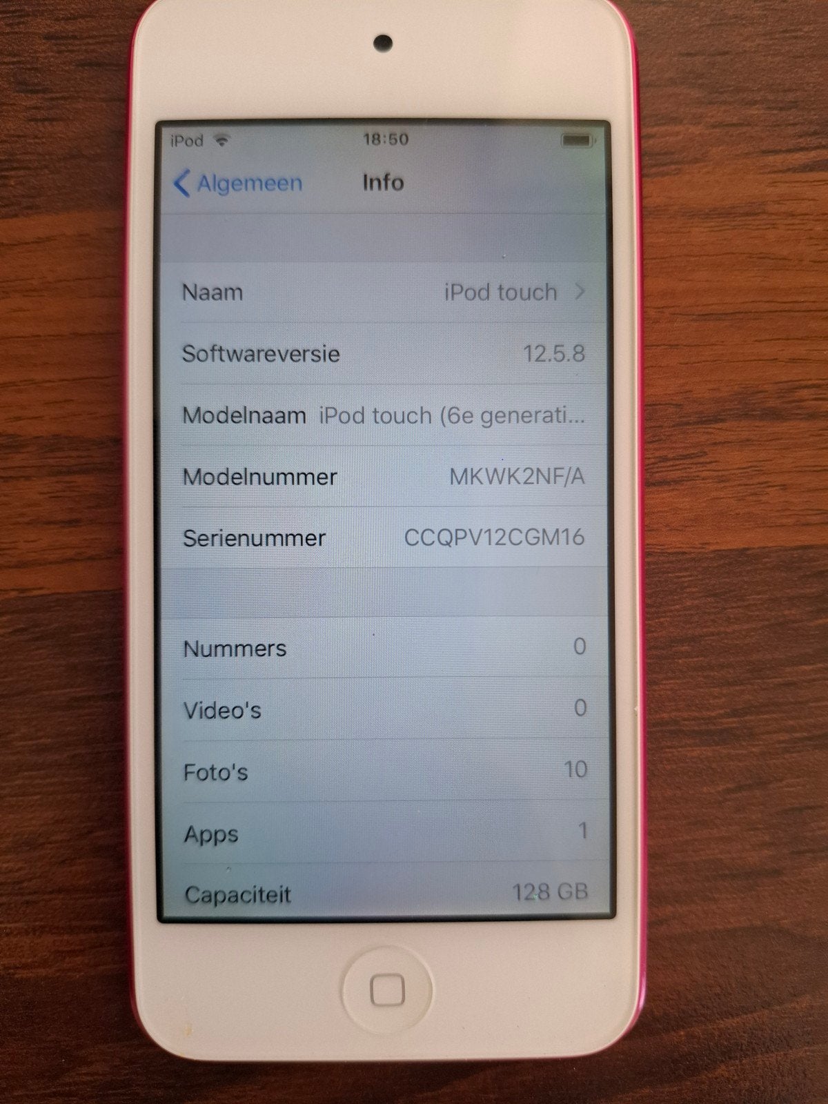 Apple iPod Touch 6e generatie 128GB Roze, Ophalen, 40 GB en meer, Touch, Zo goed als nieuw