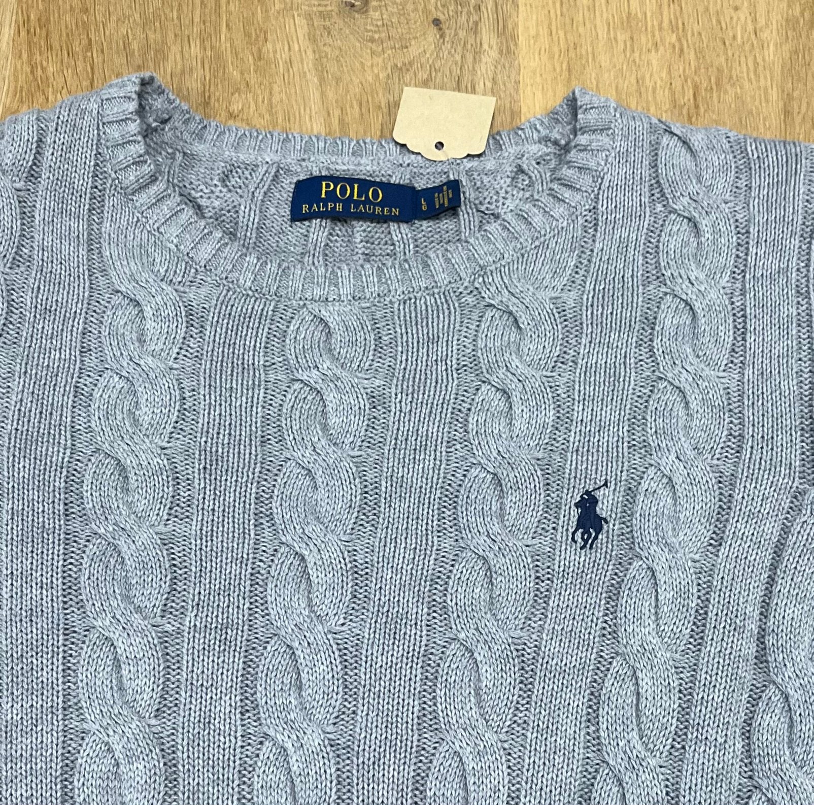 Polo Ralph Lauren kabel knit trui - Maat L, Kleding | Heren, Ophalen of Verzenden, Zo goed als nieuw, Maat 52/54 (L), Grijs
