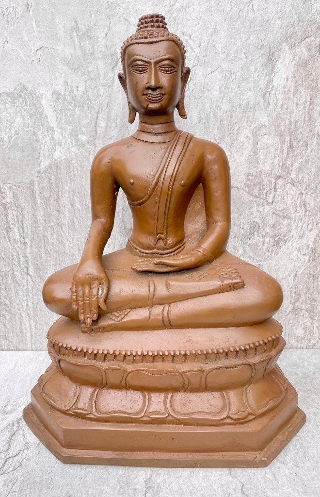 Prachtig Thais Boeddha beeld Uthong Stijl 38 cm Brons 6,3KG, Gebruikt, Ophalen of Verzenden, Nvt particulier, Nvt particulier