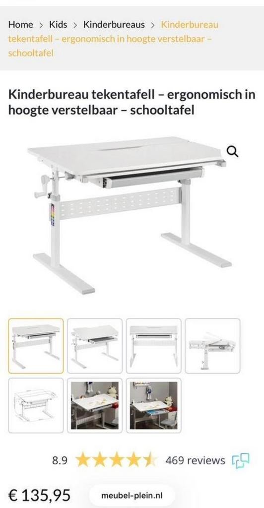 Kinder bureau tekentafel en bureaustoel roze, Ophalen, Metaal, Kinderbureau, In hoogte verstelbaar