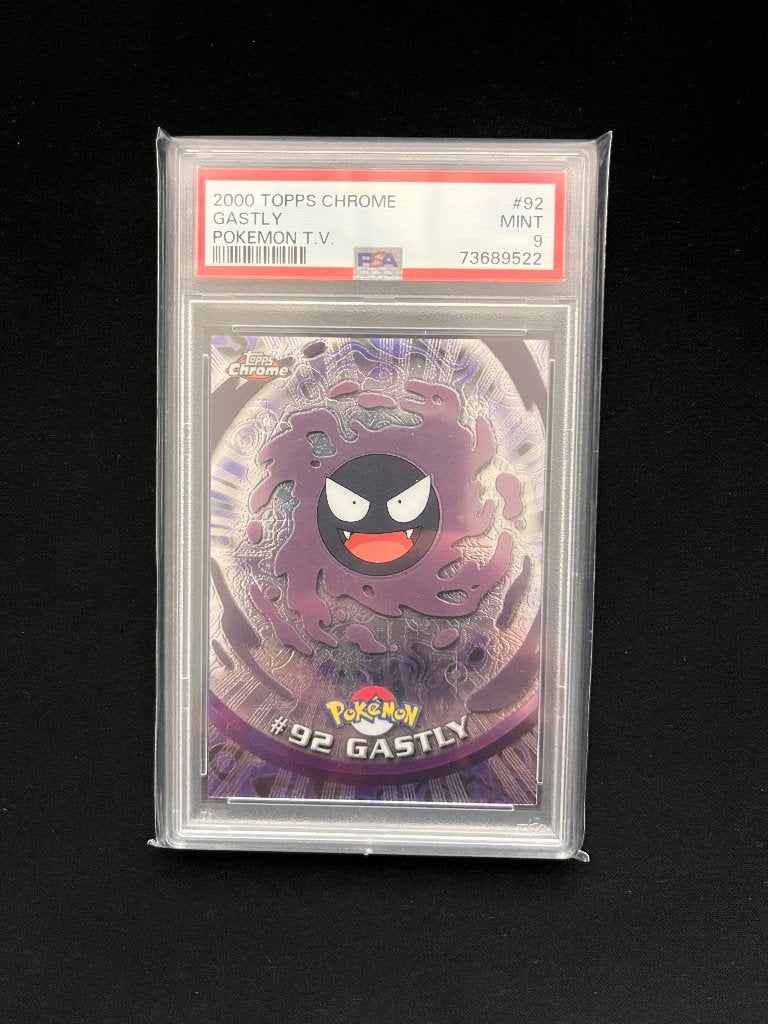 2000 TOPPS CHROME GASTLY POKEMON T.V. #92 PSA MINT 9, Ophalen of Verzenden, Nieuw, Losse kaart, Foil