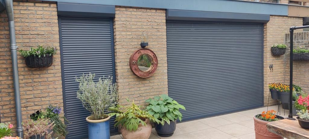 2 antraciet grijze rolluiken, Ophalen, Gebruikt, 200 cm of meer, 200 cm of meer
