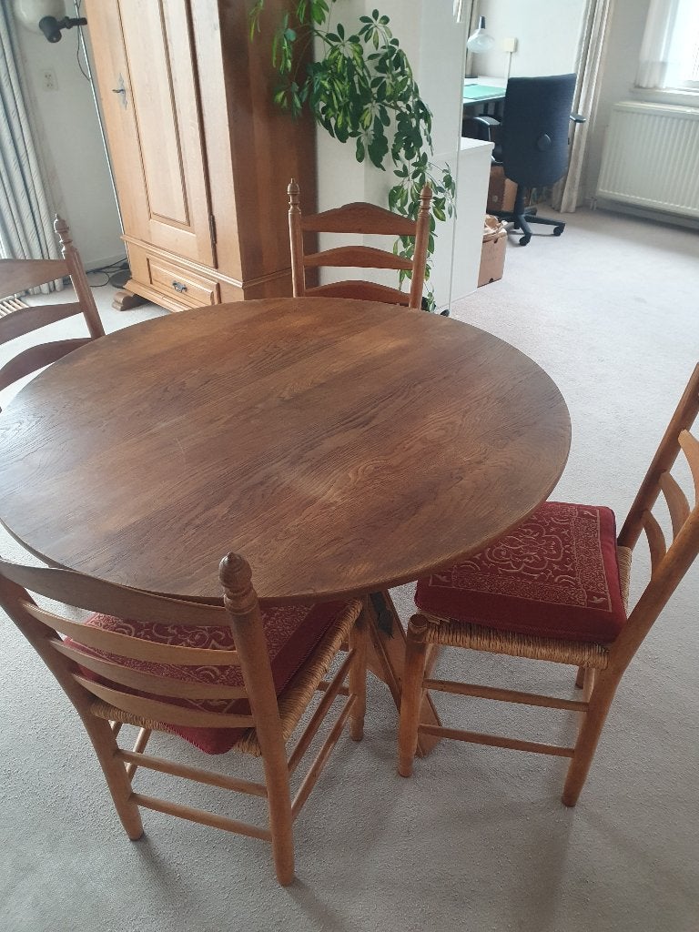 Prachtige Antieke Drentse Klaptafel / Kanteltafel (Ø 120 cm), Ophalen