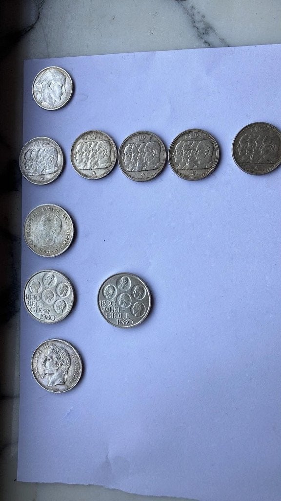 setje oude zilveren munten, Ophalen, Verzilverd, Setje, Zilver