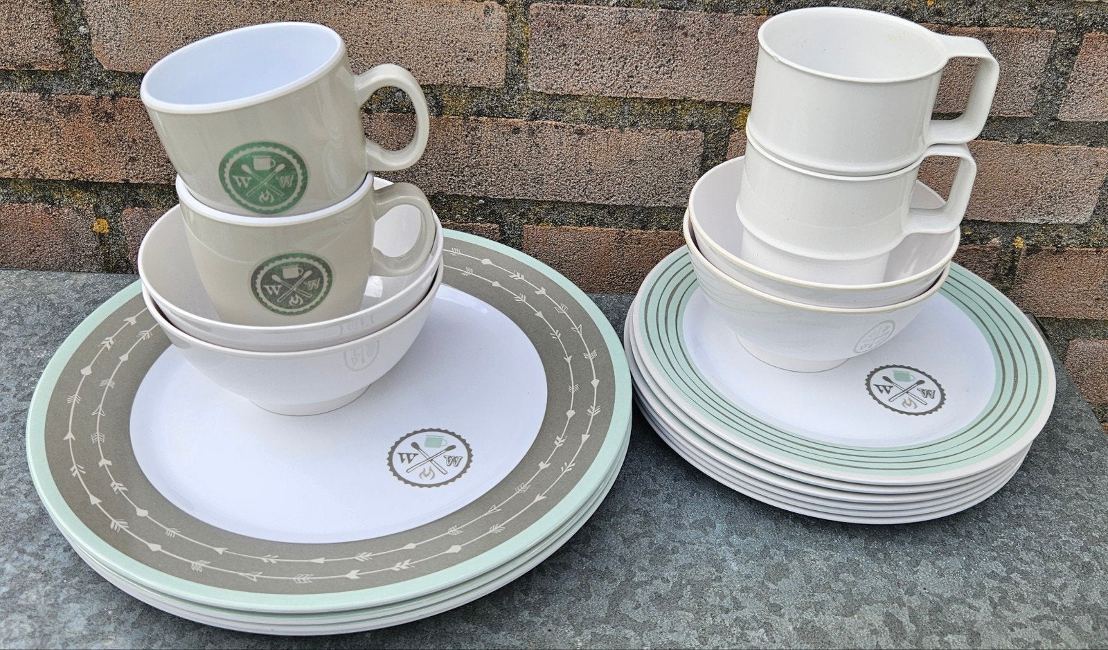 Melamine campingservies - 4 persoons deels mepal, Ophalen of Verzenden, Gebruikt