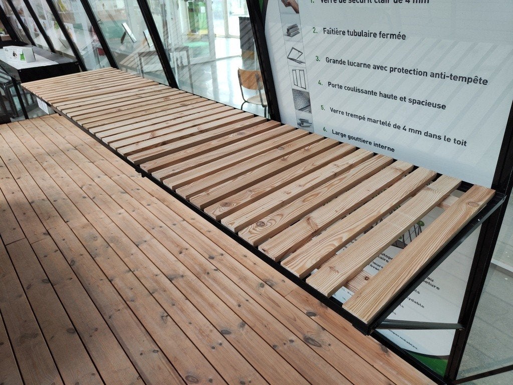 Werktafel ACD met houten inleg 225 x 52 cm, Tuin en Terras, Ophalen, Overige materialen, Aluminium, Kweekkas
