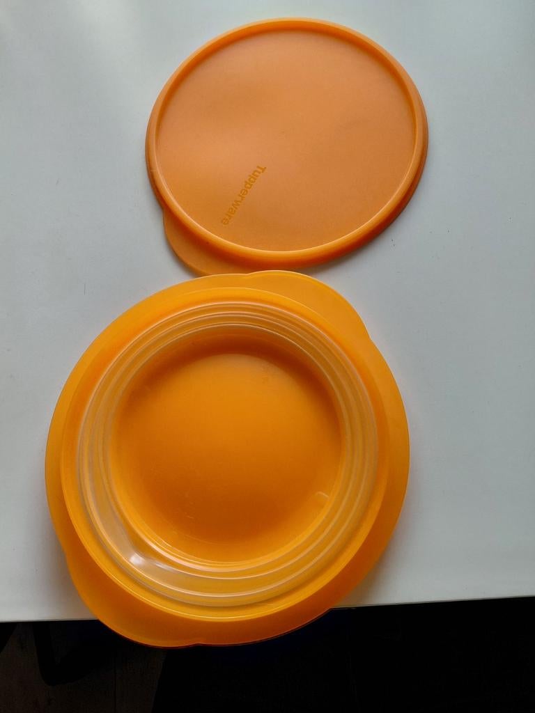Tupperware Ruimtebesparende Schaal met Deksel - 1.5L Oranje, Ophalen of Verzenden