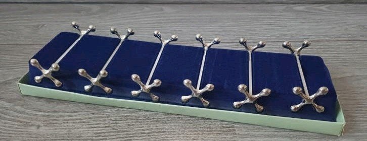 Set van 6 verzilverde messenleggers in originele doos, Antiek en Kunst, Ophalen of Verzenden