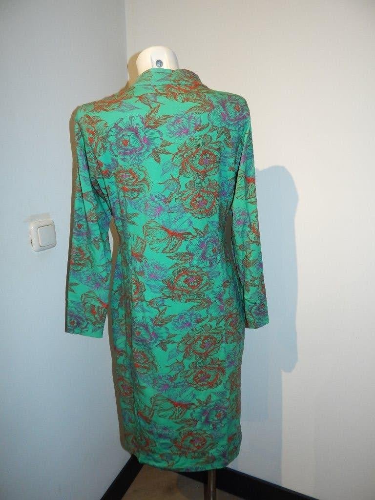Lien & Giel appeltjes groene jurk in printje bloemen XXL, Kleding | Dames, Verzenden, Maat 46/48 (XL) of groter, Zo goed als nieuw