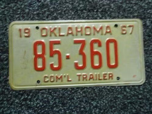 Kentekenplaat licenseplate Oklahoma 1967 USA, Verzenden, Gebruikt, Auto's