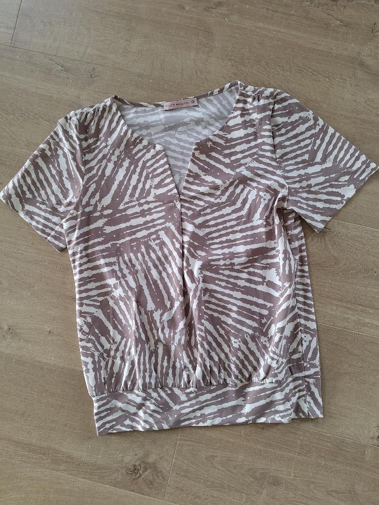 Studio Anneloes top maat XS offwhite + taupe, Nieuw, Ophalen of Verzenden, Korte mouw, Maat 34 (XS) of kleiner