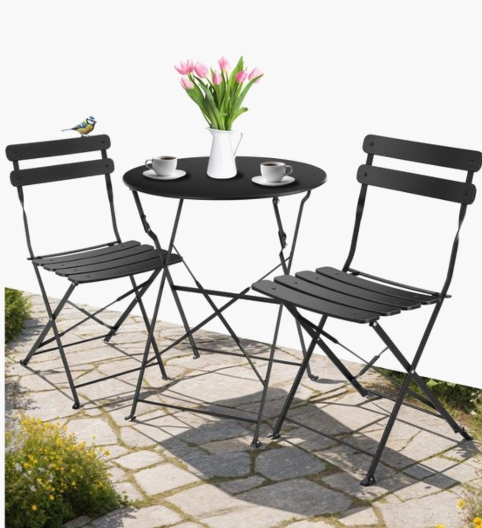 Tectake Bistrotisch opklapbare tafel en 2 stoelen set -Niew, Ophalen, Nieuw, Rond, Metaal