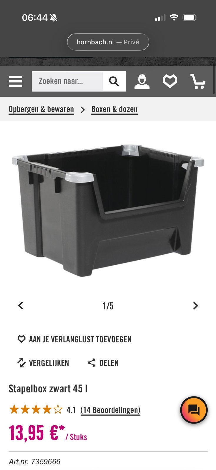 Grijpbakken order bakken webshop winkel, Ophalen