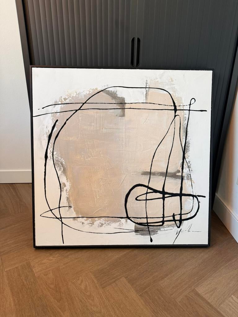 Kare Design - Schilderij Dust Grey – 100x100cm, Ophalen, Zo goed als nieuw, Hout, Minder dan 50 cm