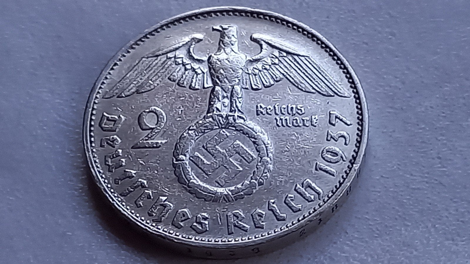 WO2 2 Reichsmark 1937G zilver nazi duitsland., Ophalen of Verzenden, Duitsland, Losse munt, Zilver