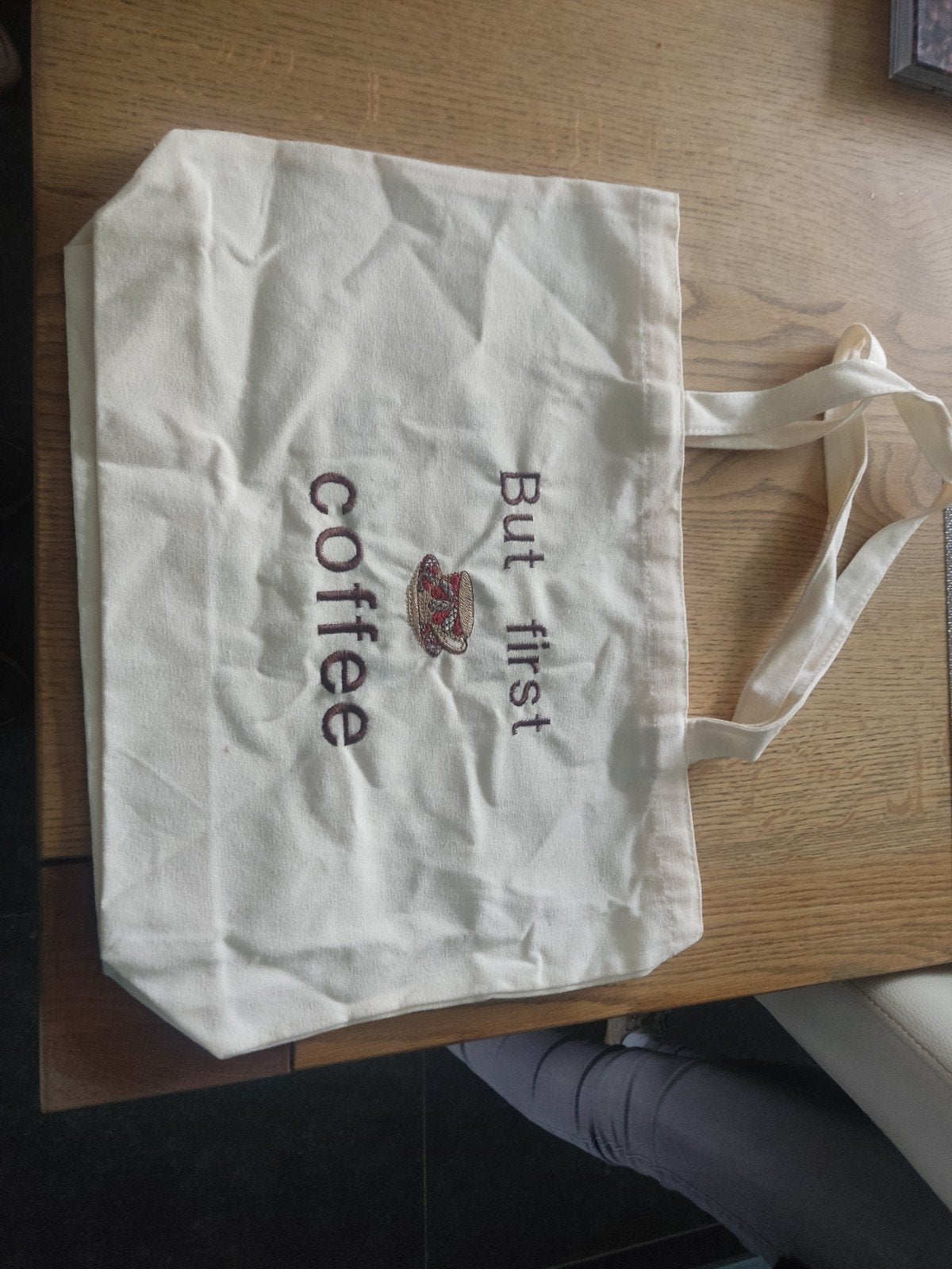 Katoenen tas - tote bag - koffieprint, Ophalen of Verzenden, Beige, Shopper
