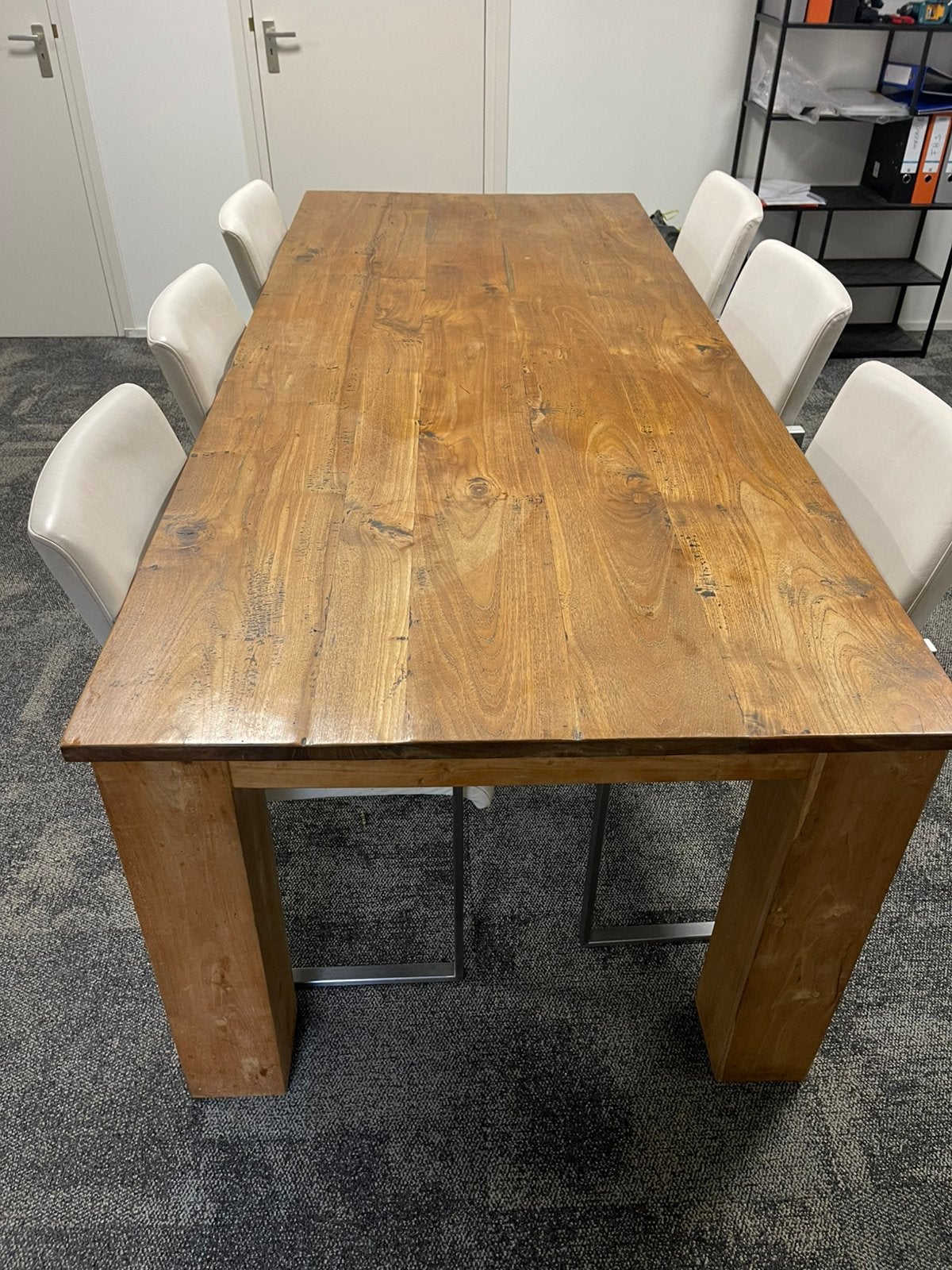Eettafel teakhout, Ophalen, Teakhout, 200 cm of meer, 50 tot 100 cm
