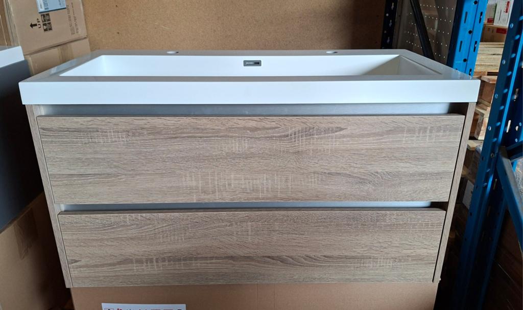 Badkamermeubel 100x45 cm eiken kleur, Huis en Inrichting, Badkamer | Badkamermeubels, Nieuw, Minder dan 100 cm, Wastafelkast, 25 tot 50 cm
