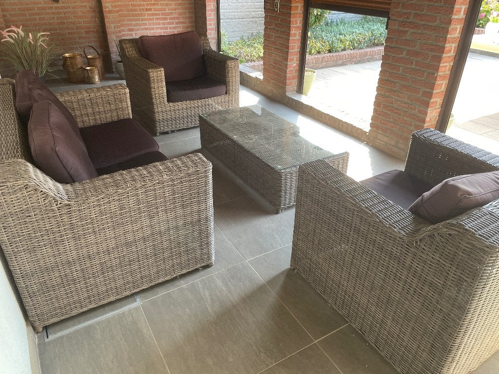 5 delige lounge set (wicker), Ophalen, Gebruikt, Loungeset, Wicker