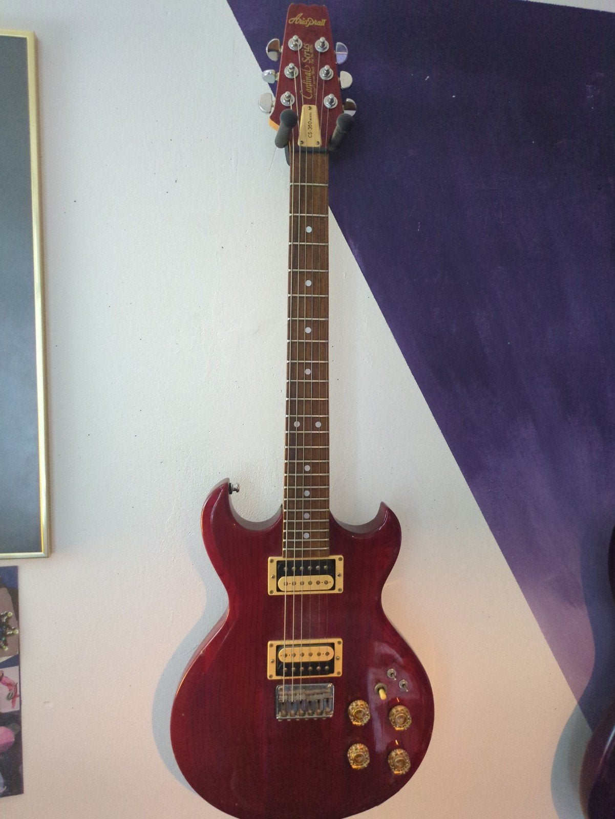 Aria Pro II Cardinal Series CS-350 Transparant Red, Ophalen, Gebruikt, Solid body, Overige merken