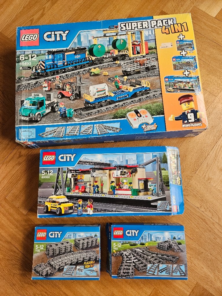 lego trein 4 in 1set 66493: 60050 60052 7499 7895 incl doos, Kinderen en Baby's, Speelgoed | Duplo en Lego, City, Lego, Ophalen of Verzenden
