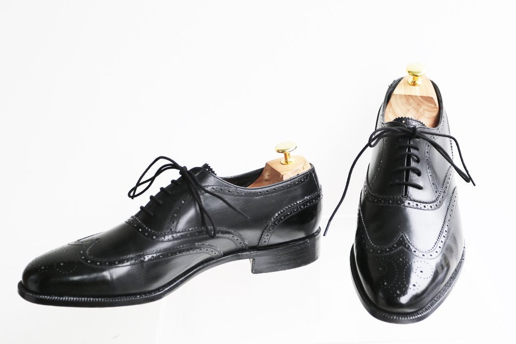 ZGAN Zwarte Barker wingtip brogues in maat 10 G = maat 44, Zwart, Zo goed als nieuw, Veterschoenen, Barker