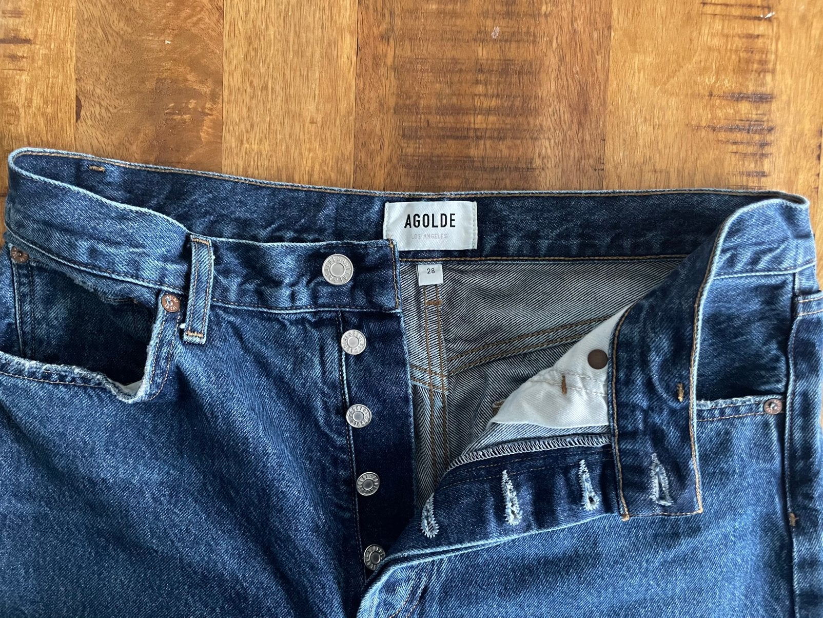 AGOLDE JEANS, TYPE FRAN, MAAT 28, Ophalen of Verzenden, Zo goed als nieuw, Blauw, W28 - W29 (confectie 36)