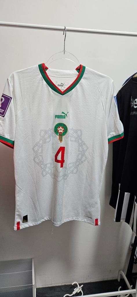 Marokko WK 2022 Uitshirt Spelersversie - Gedragen Maat L, Puma, Maat 48/50 (M), Wit, Ophalen of Verzenden