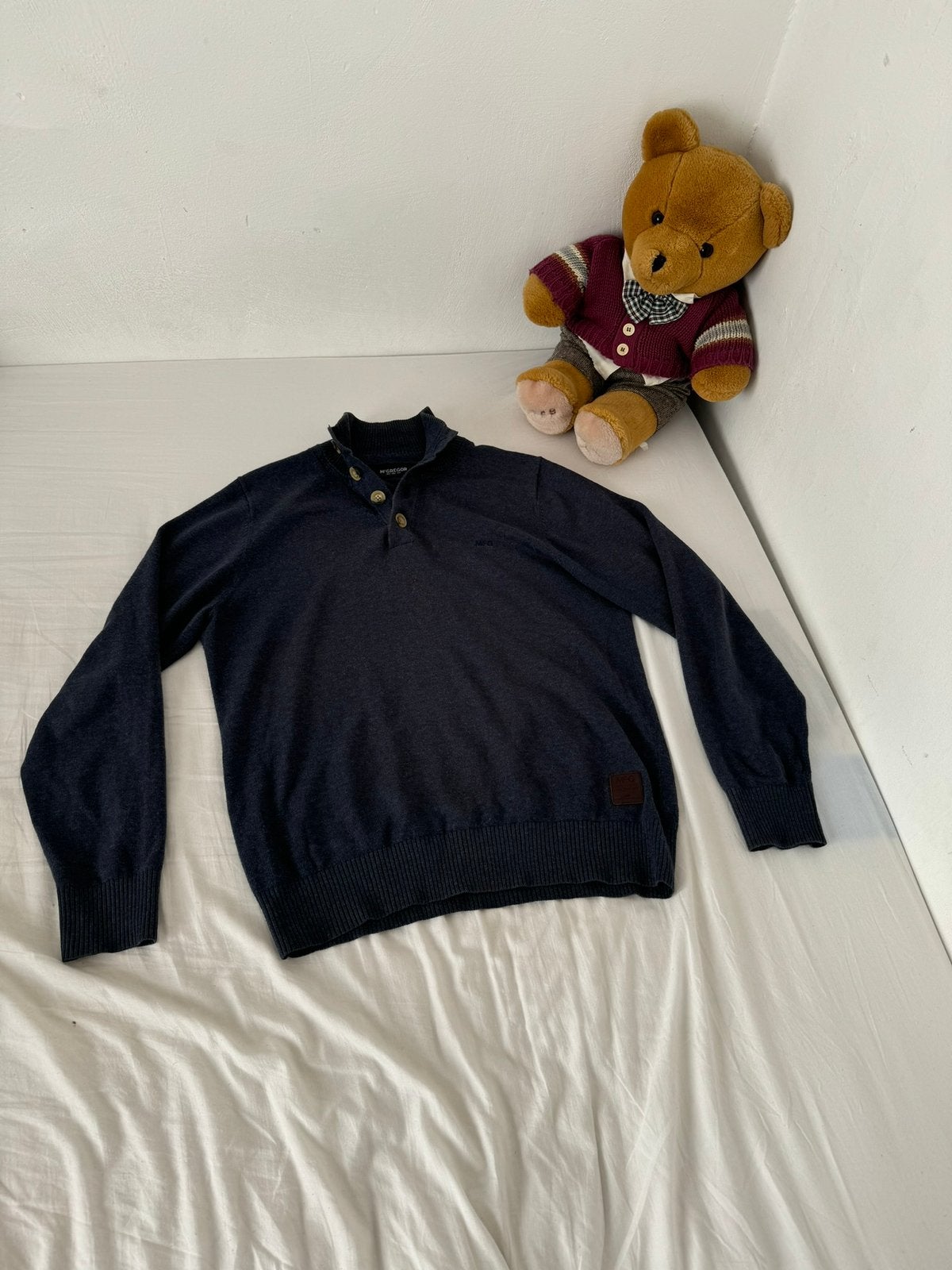 McGregor merino wool button quarterzip trui, Ophalen of Verzenden, Zo goed als nieuw, Maat 48/50 (M), Blauw